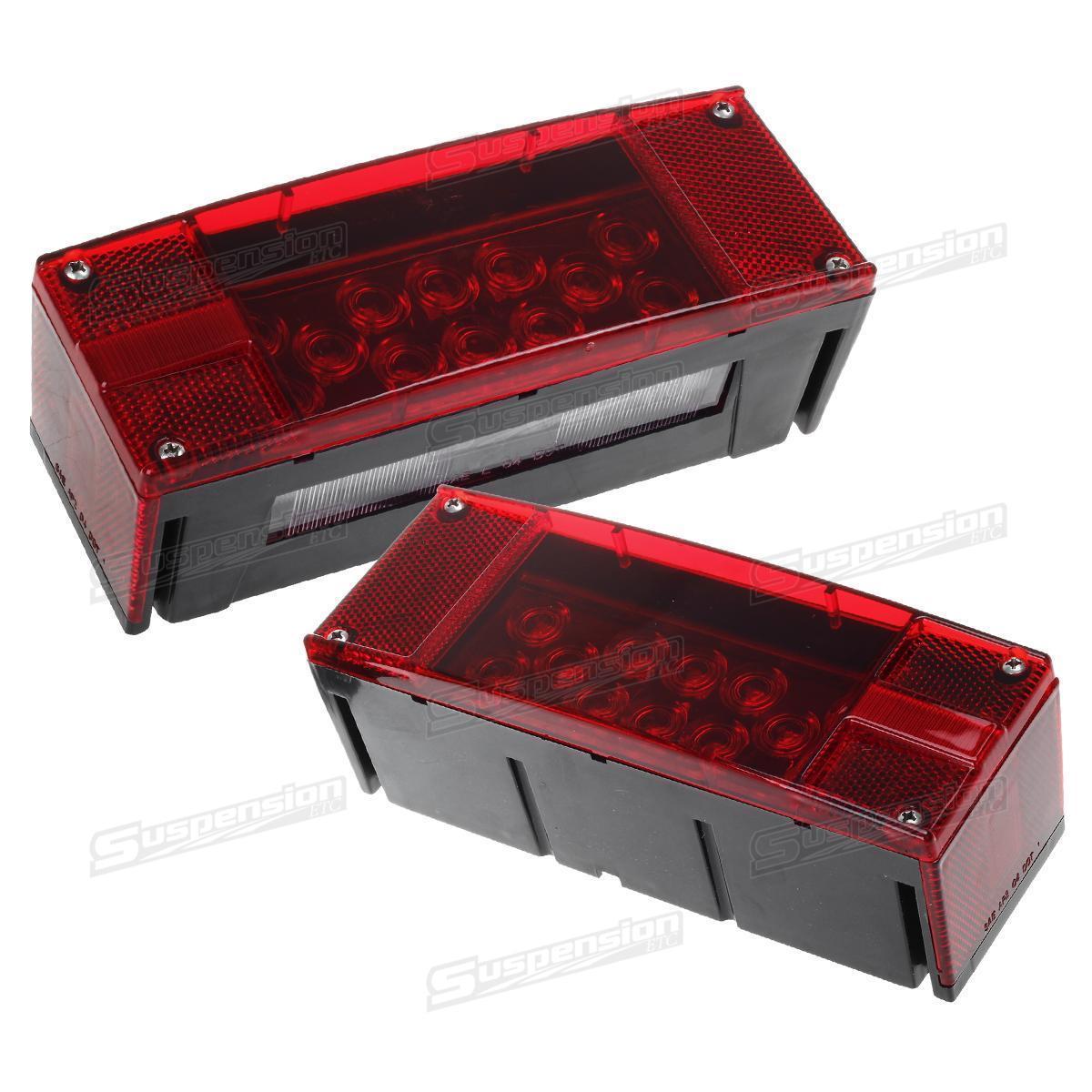 Left+Right LED Waterproof Red Trailer Boat Rectangle Stop Turn Submersible light