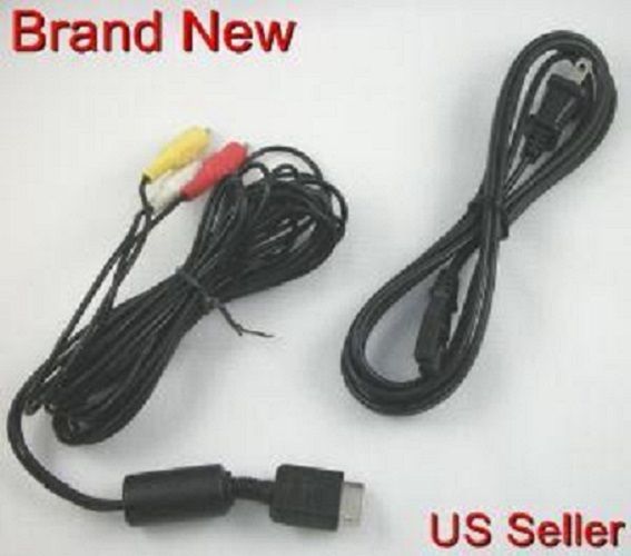 AV Cable & AC Power Adapter Cord COMBO SET for Sony Playstation PS1 PS2