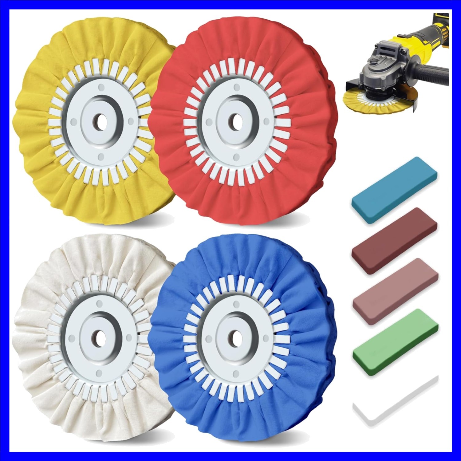 8" Airway Buffing Wheel, 9Pcs Aluminum Polishing Wheel Kit for Angle Grinder,...