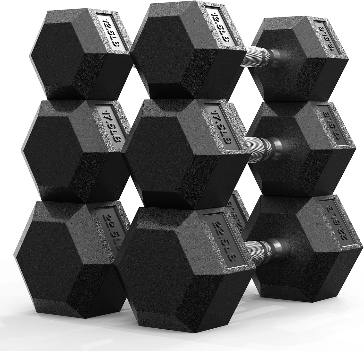 Dumbbell Set Rubber Encased Home Gym Dumbbells Strength Training Weight Lift US