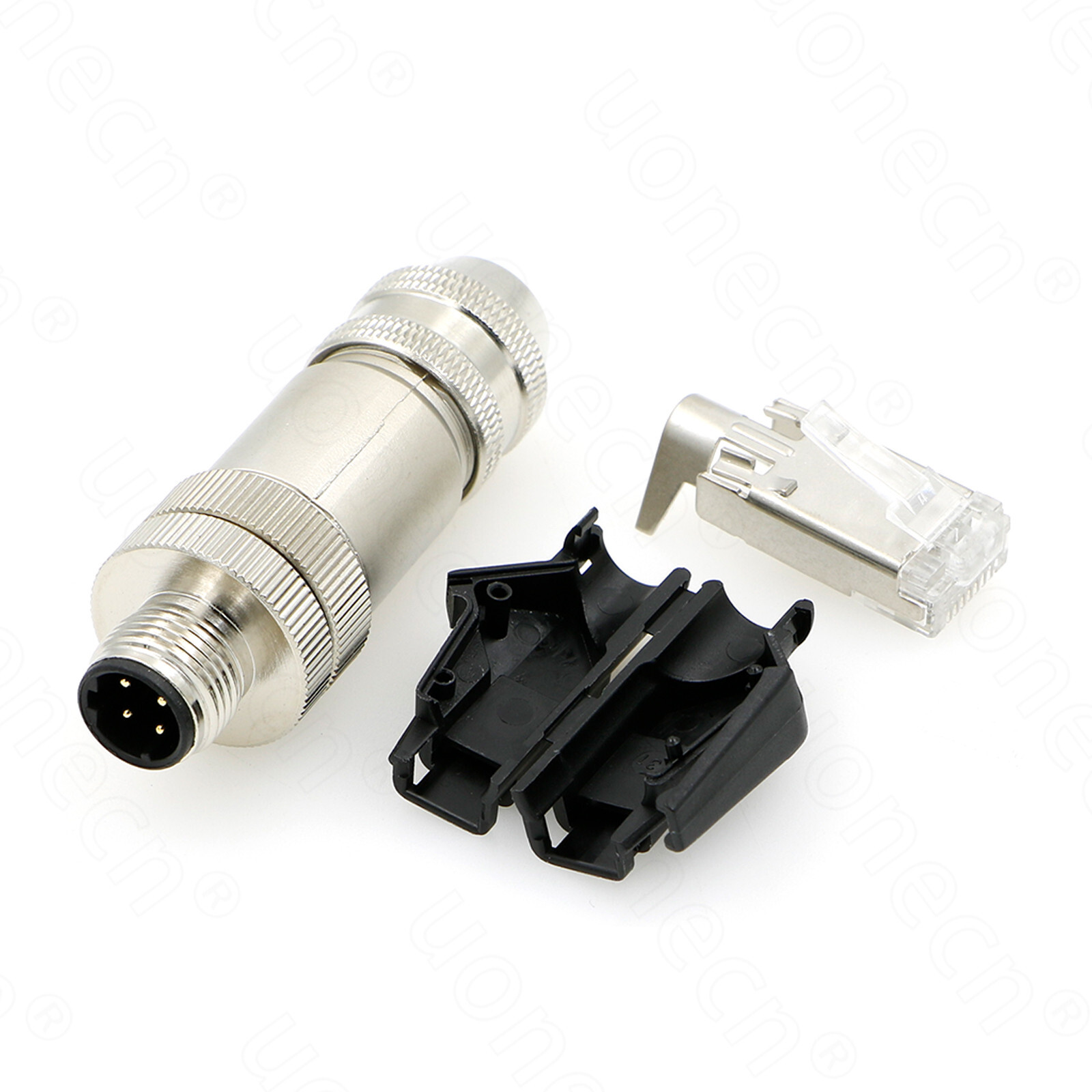 M12 D-Coded 4 Pin RJ45 Crimp Connector Metal Signal Shielding PG9 Ethernet Plug