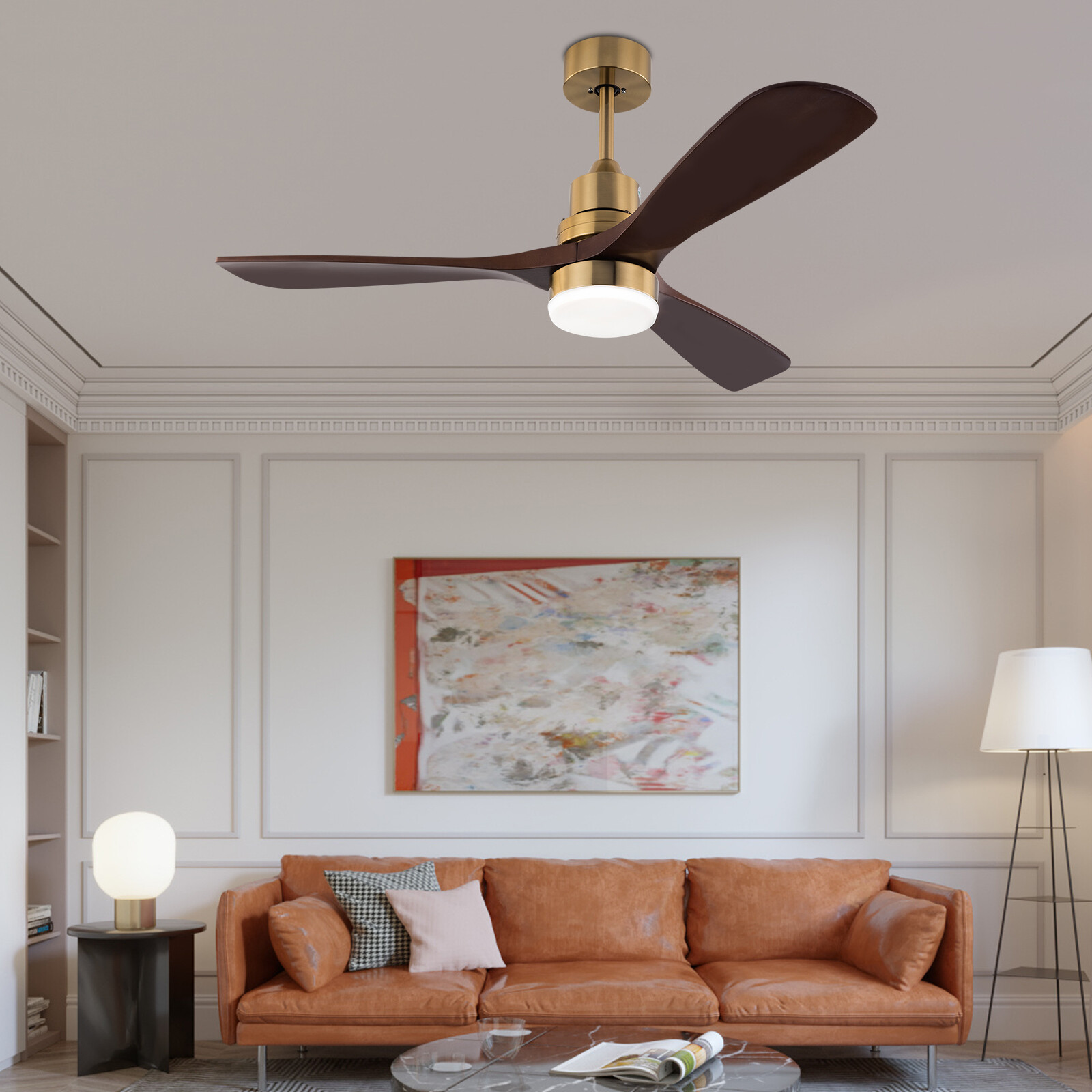 48 Inch 3 Colors LED Ceiling Fan Light w/ Remote Control Fan Light Timer 40W