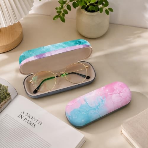 3 Pack Glass Cases Hard Shell, Portable Hard Eyeglasses Case Linen Marable