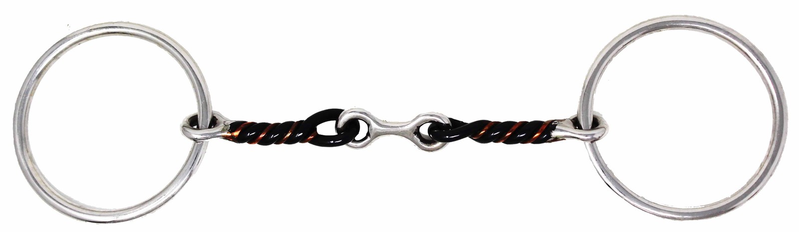 SS Loose Ring   Mouth 3-Piece Sweet Iron Twisted Dog Bone Snaffle Bit 35642