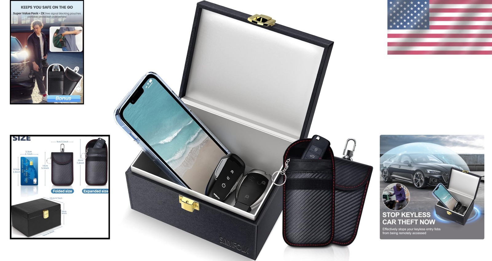 Car Key Signal Blocking Box with Stylish Leather Design for Anti-Theft Security