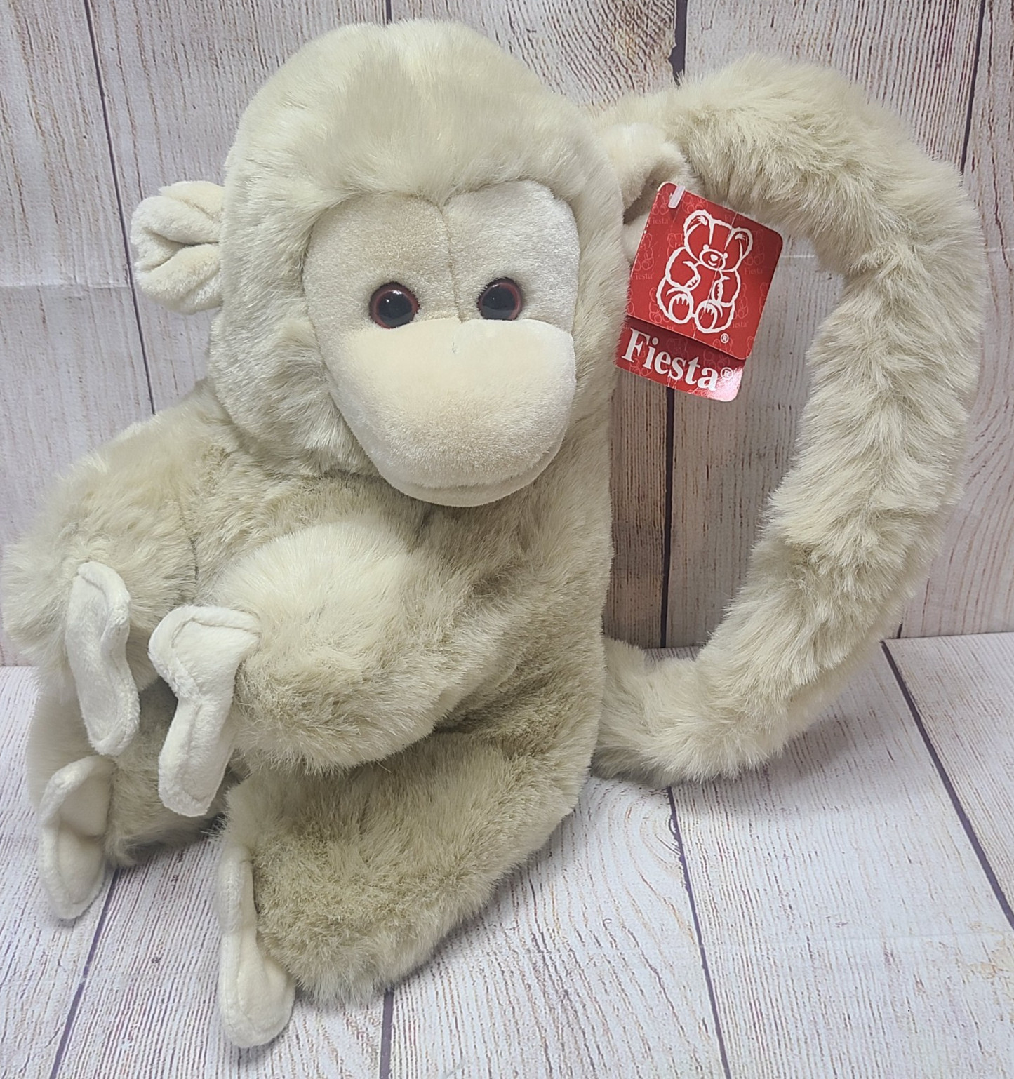 Vintage Fiesta Plush Be O Be Monkey Stuffed Animal Beige Poseable Tail 14" 1996