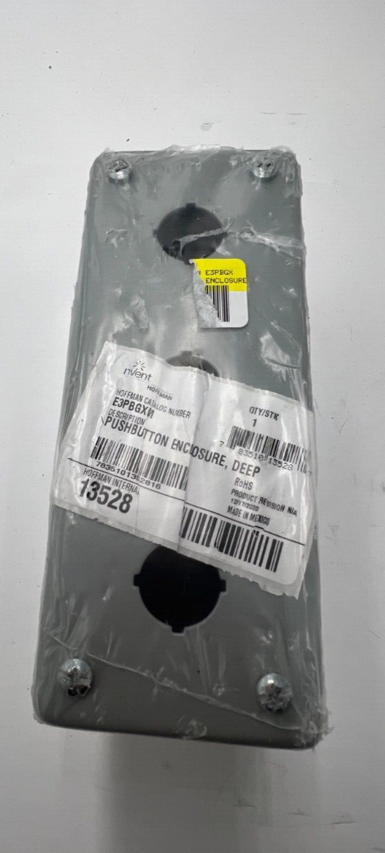 nVent Hoffman E3PBGXM Deep Pushbutton Enclosure Type 12, 3PB x 22.5mm Gray Steel