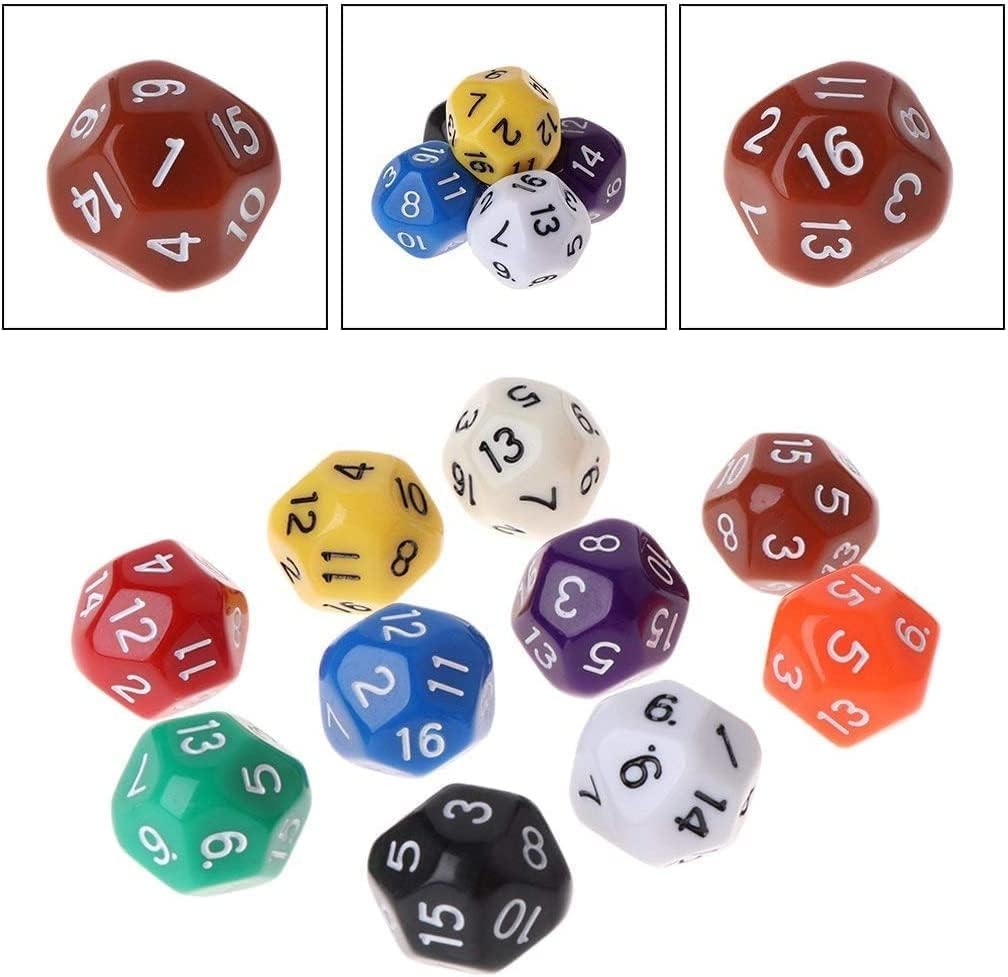 10 Pcs Polyhedral Dice for Dungeons and Dragons 16 Sided Dice Set Polyhedral ...
