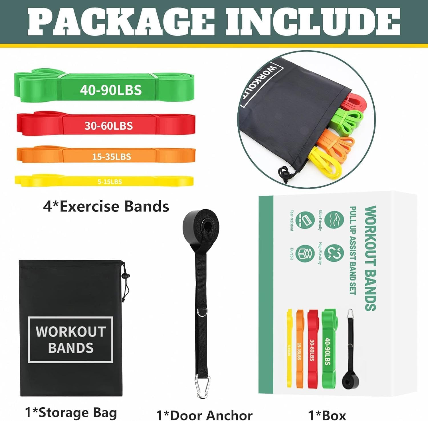 Exercise Bands Resistance Bands for Working Out,Pull up Bands Set,At Home Workou