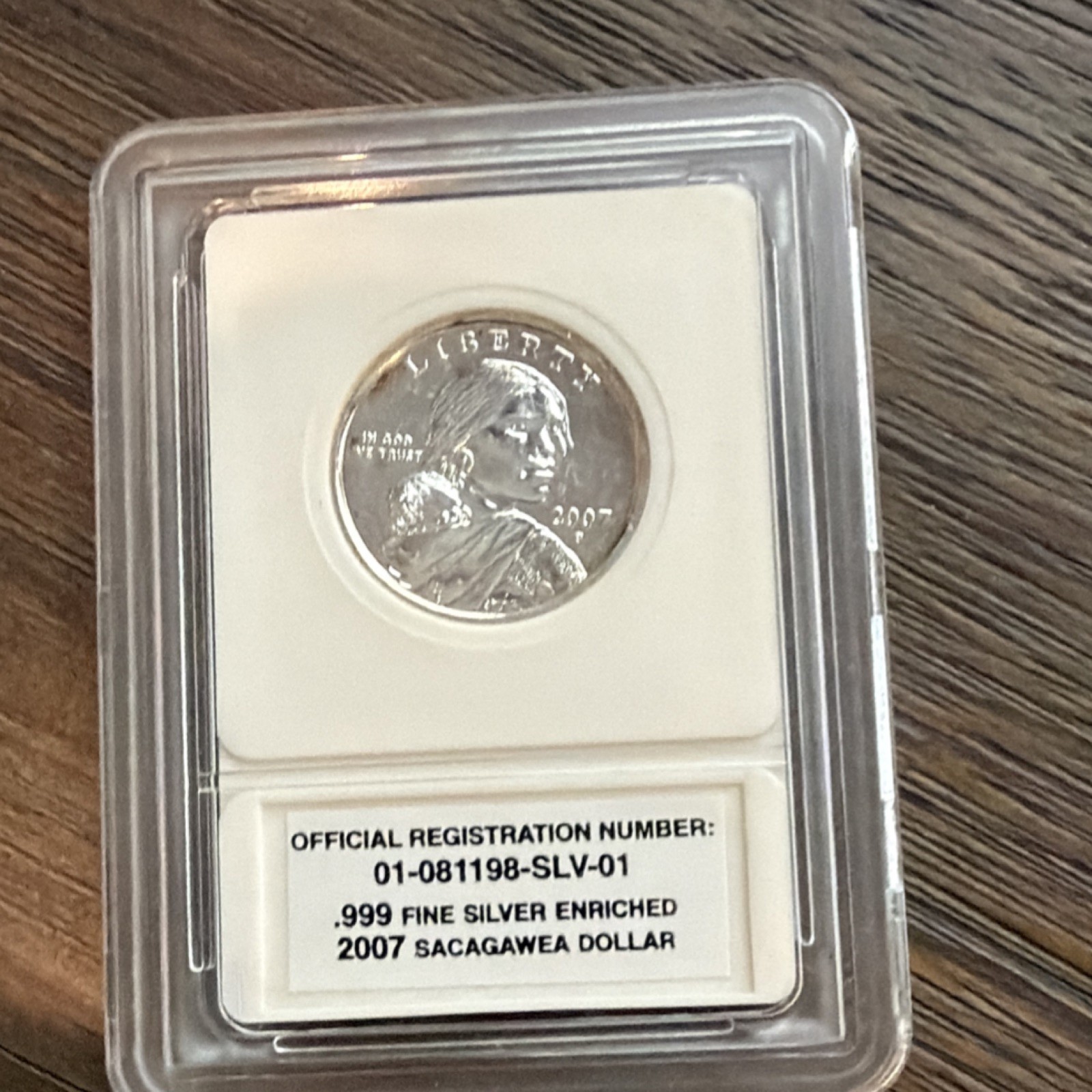 Five (5), 2007 Sacagawea .999 Silver Plated.