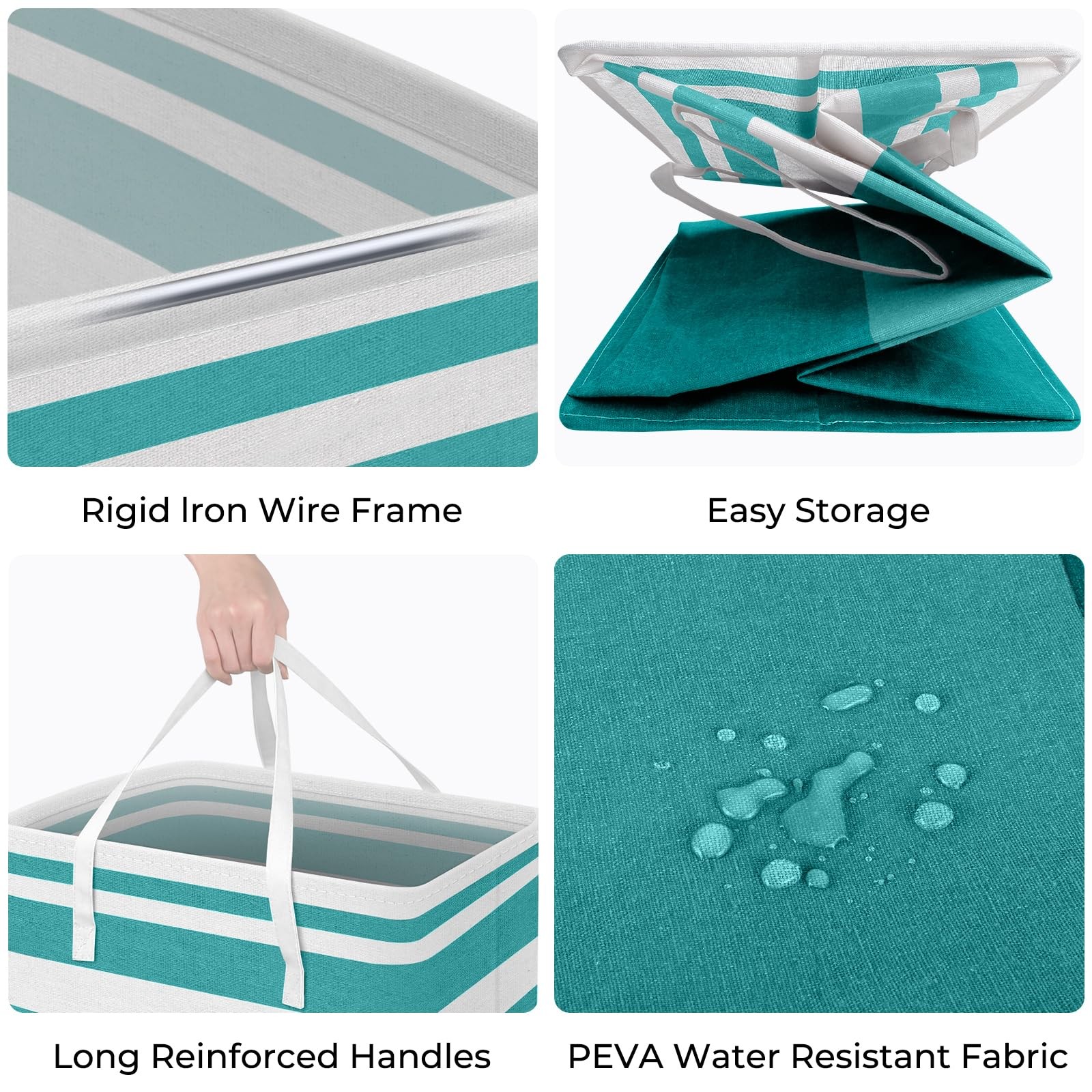 HomeHacks 2-Pack Large Laundry Basket, Waterproof, Freestanding 75L, Green