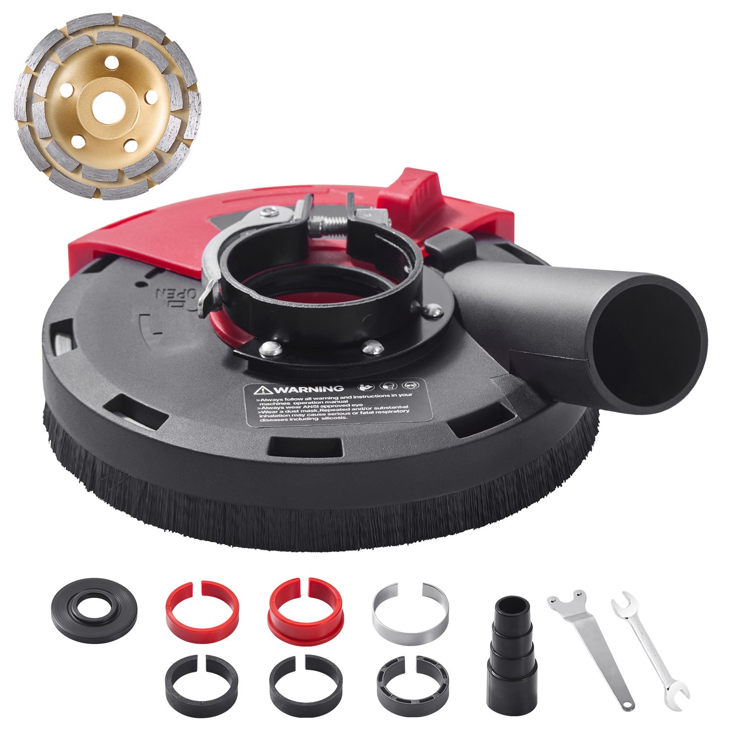 Uimoso Dust Shroud for 4-5 in Angle Grinders with 6 Washers & 5 in Grinding Disc