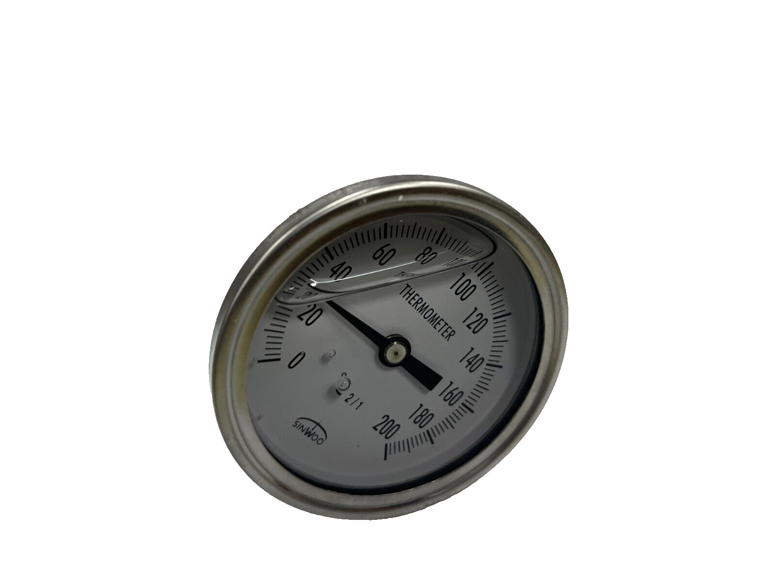 SINWOO Liquid filled thermometer 2-1/2" dial 0...200°C 6" immersion length