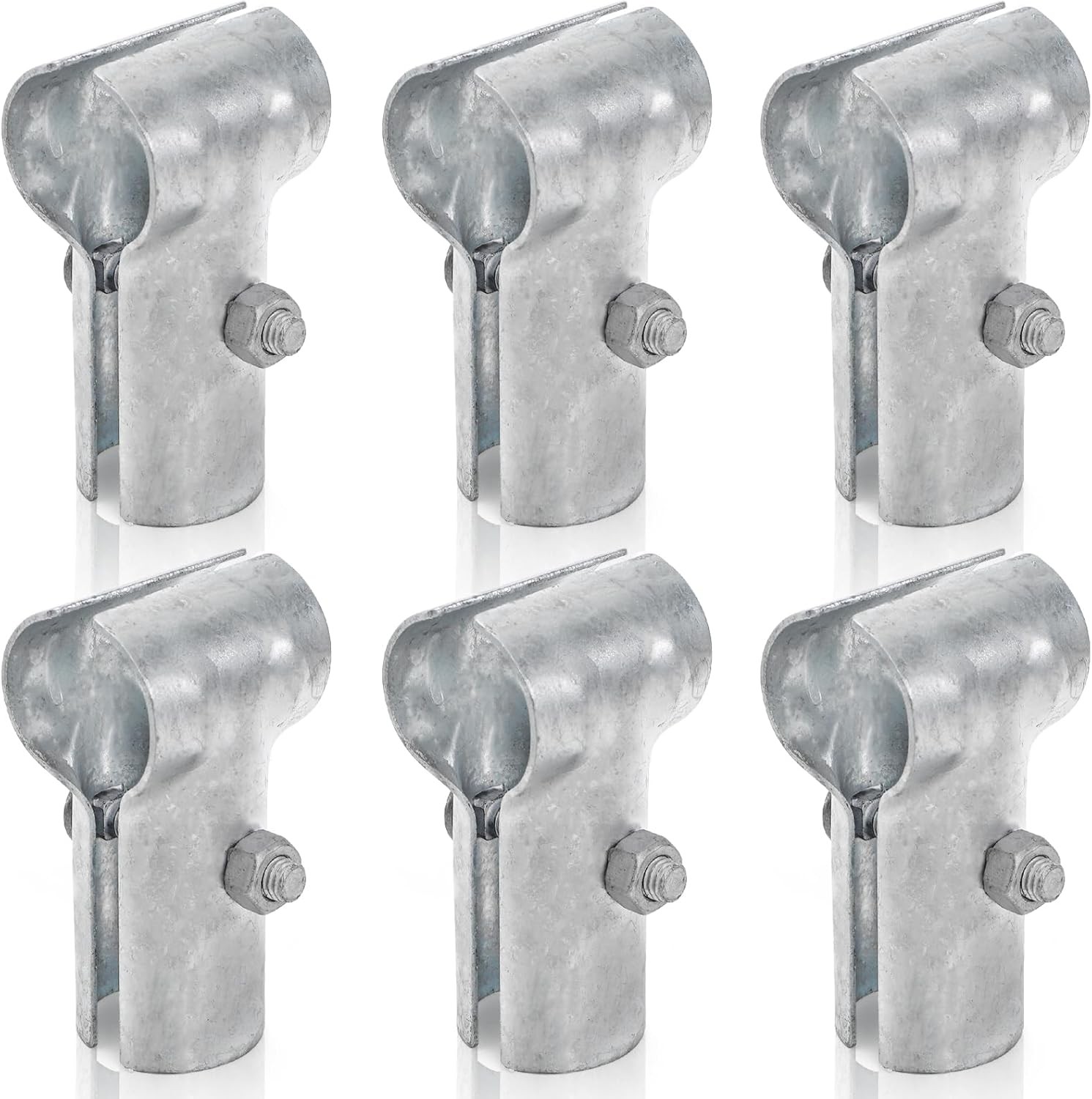 Set of 6 End Rail T Clamps, 1-3/8" x 1-3/8" Galvanized Steel Chain Link Fence Pa