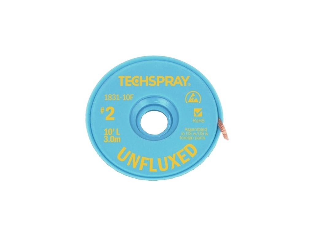 Techspray 1831-10F - Tech Spray Desolder Wick Unfluxed #2 Yellow Anti-Static