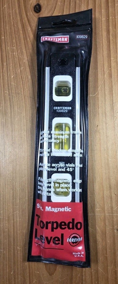 Sears Craftsman USA Nos 9” Magnetic Torpedo Level W Case 39829 Black