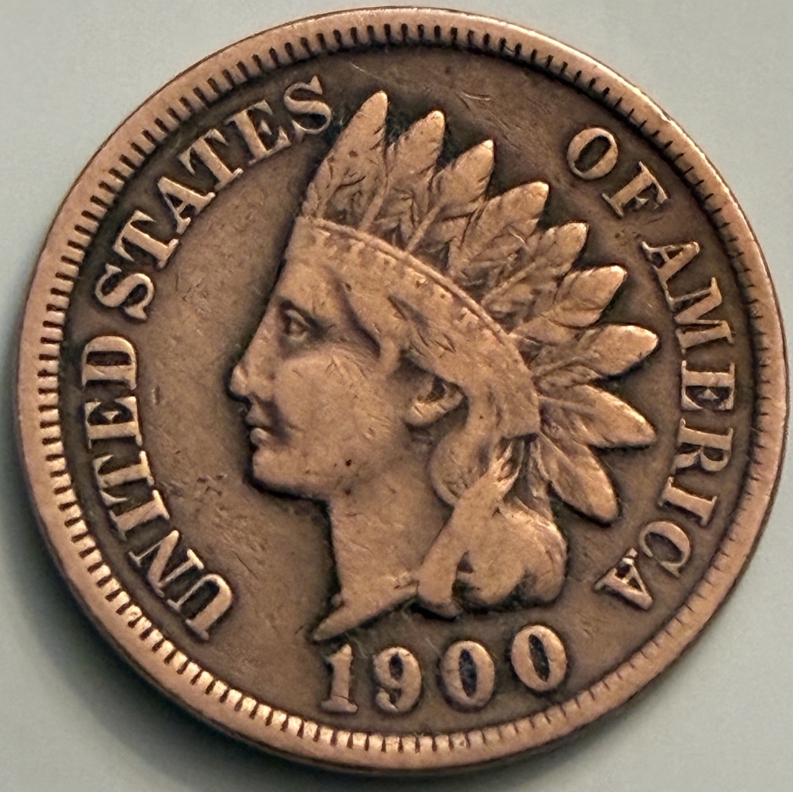 1900 Indian Head Cent Philadelphia Turn of Century Penny BN2285