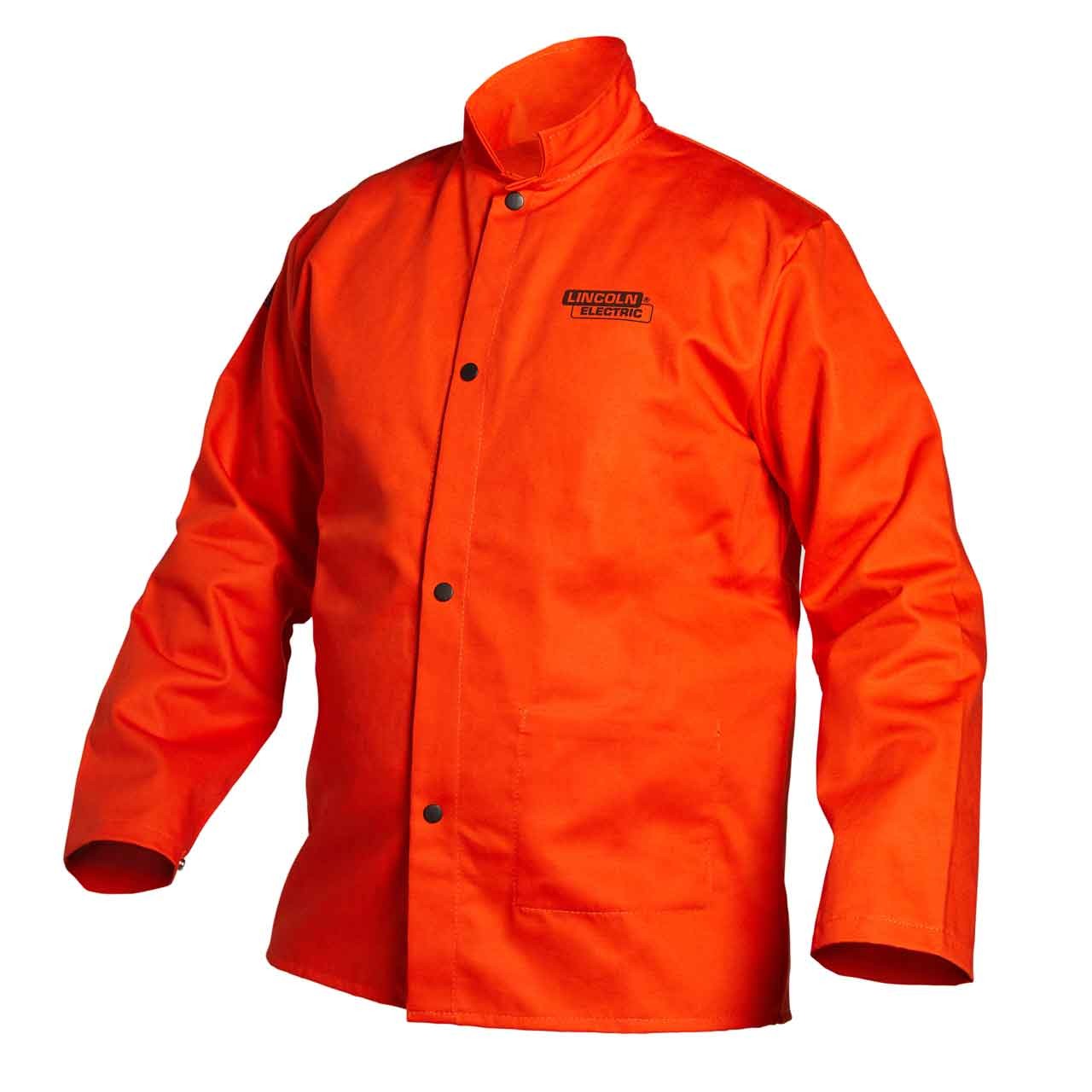 Lincoln K4688 Bright FR Cloth Welding Jacket, Safety Orange, Medium