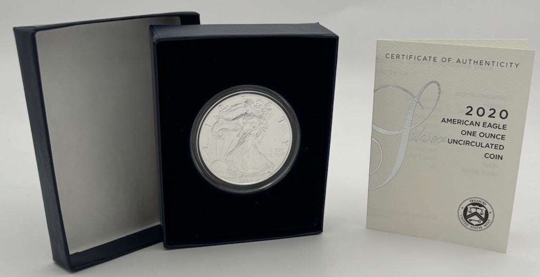 2020 W Uncirculated Silver American Eagle w/COA & OGP