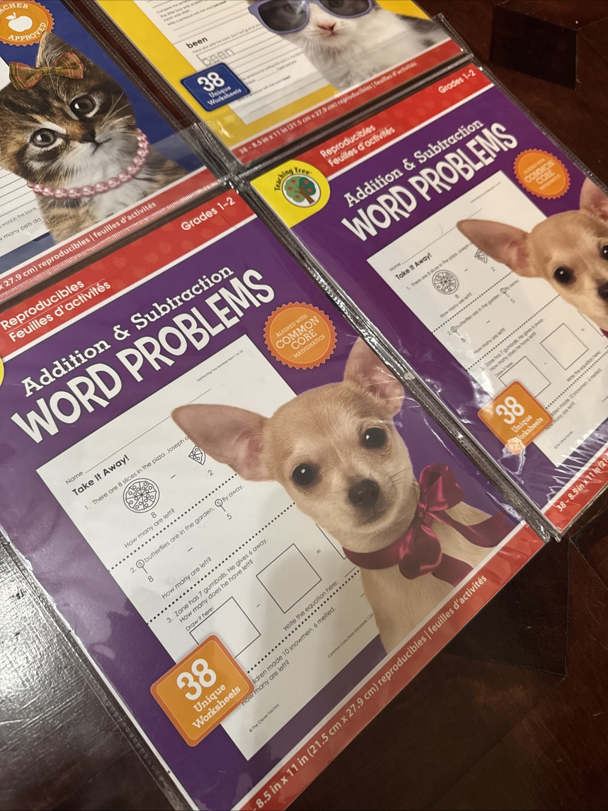 Teaching Tree Sight Words Worksheets Grade K-1, 2-3 & (2)Word Problems Grade 1-2
