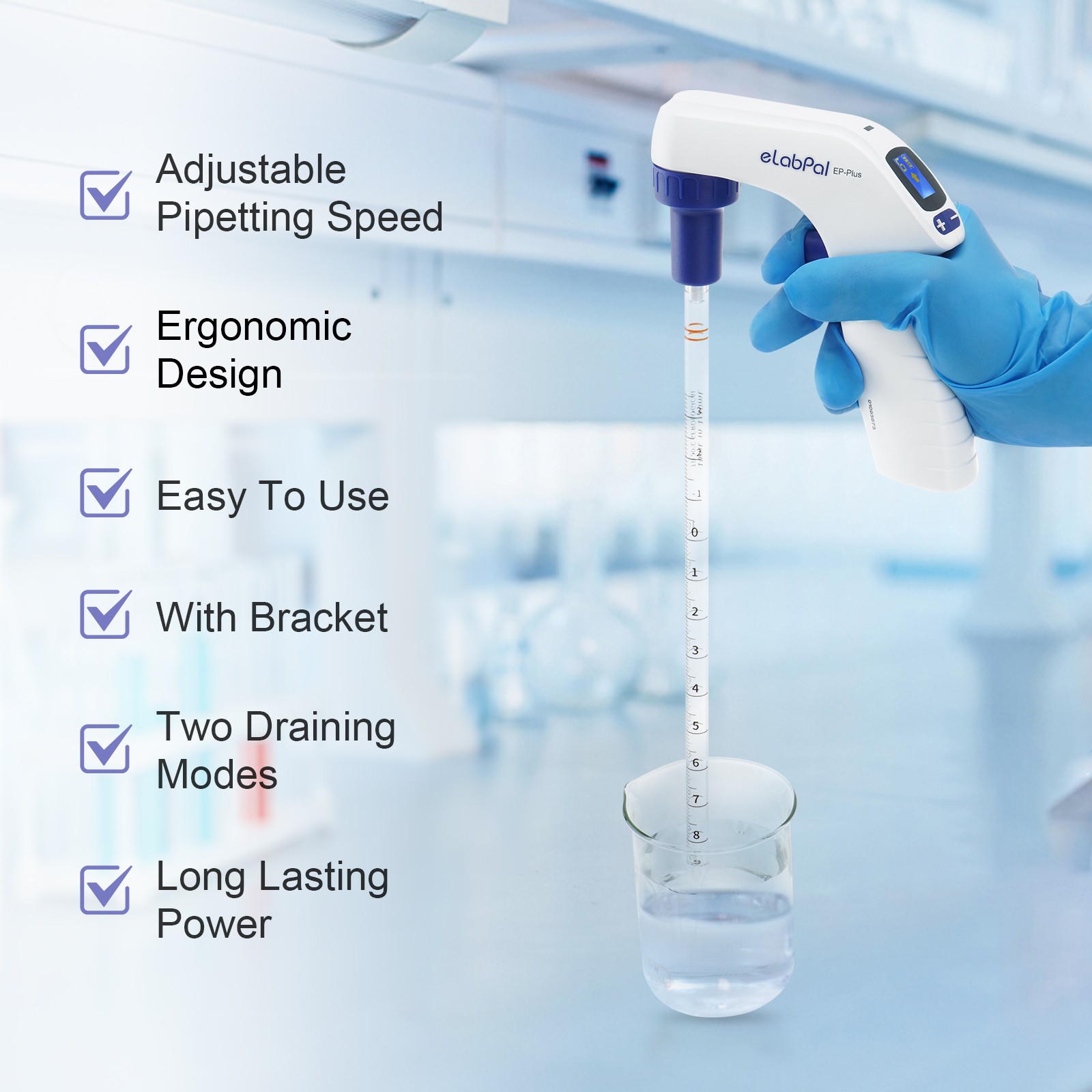 0.1-100ml Lab Electric Pipette Controller Electronic Pipettor 6 Adjustable Speed
