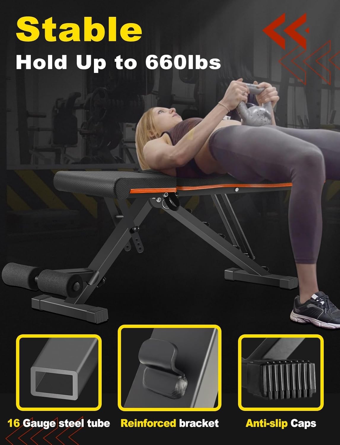 Weight Bench for Home Gym,Foldable Incline Decline Flat Workout Bench
