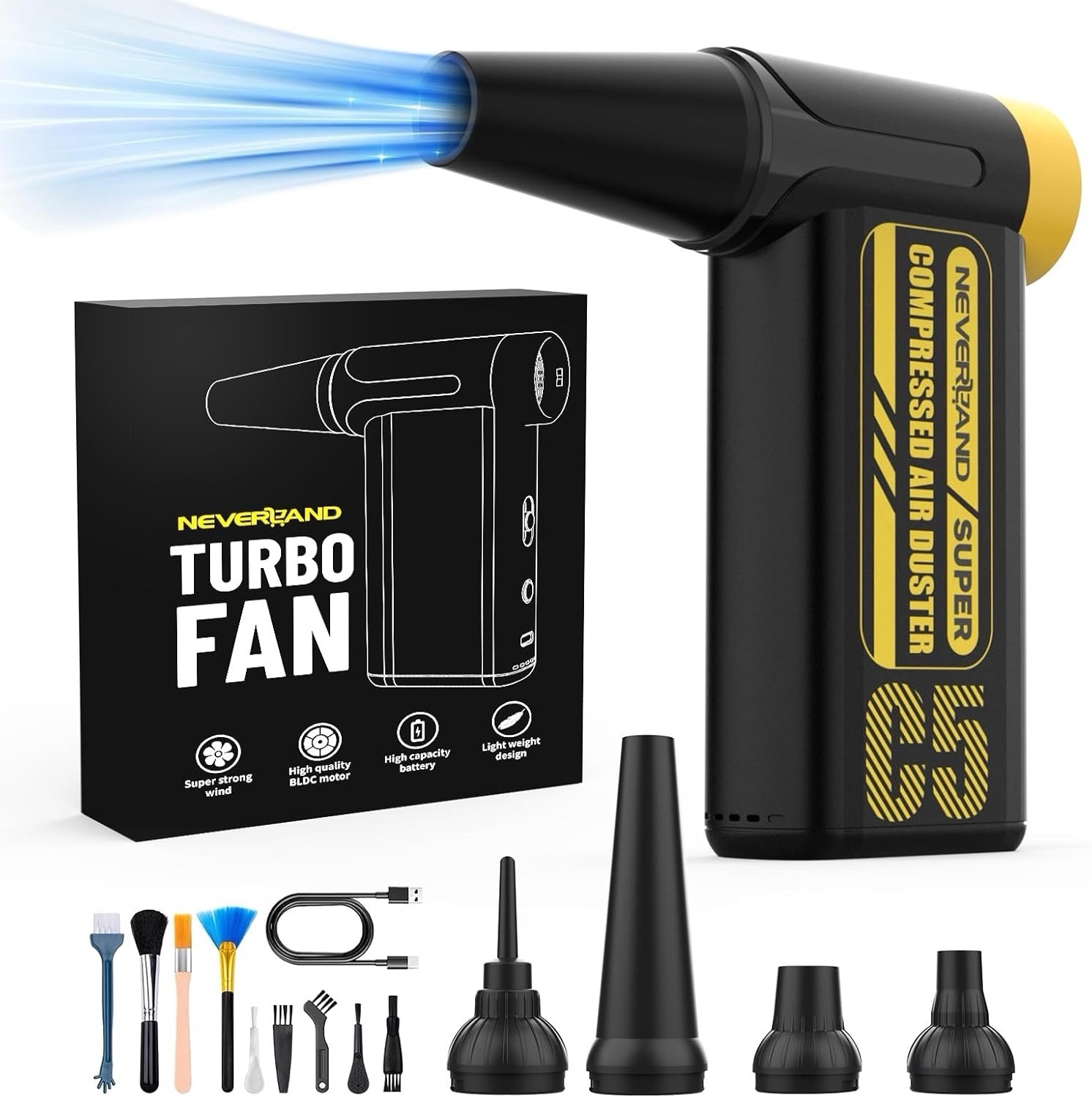 Compressed Air Duster, 240000RPM, Cordless 8-Speed Electric Blower