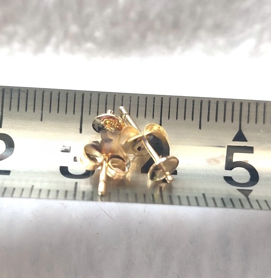 14K Solid Yellow Gold Ear Stud Earring Post Findings Jewelry Accessories