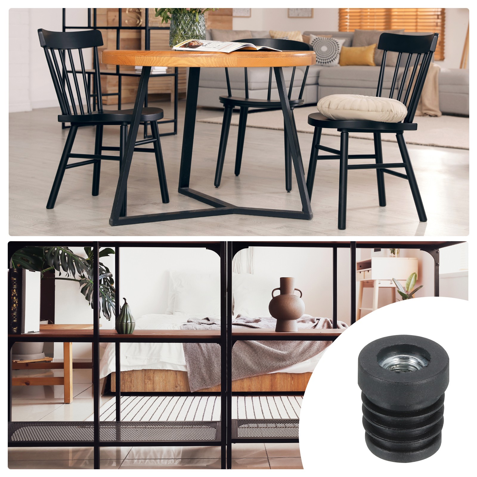 4Pcs Caster Insert with Thread, 19mm/0.75" M8 Thread for Furniture