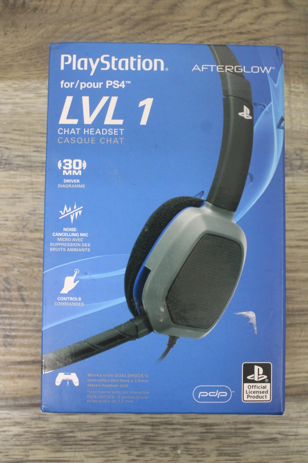 PDP Afterglow LVL 1 Noise Cancelling Chat Headset PS4 3.5mm Boom Mic Black Gray