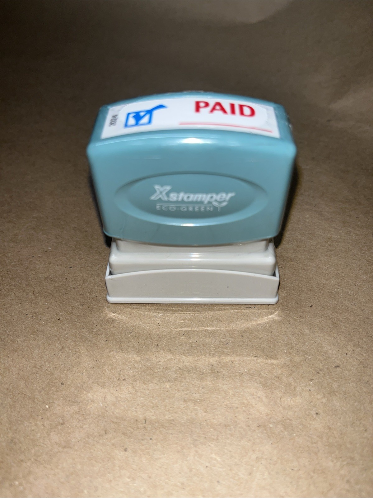 Xstamper® Two-Color Title Stamp, PAID, Blue/Red