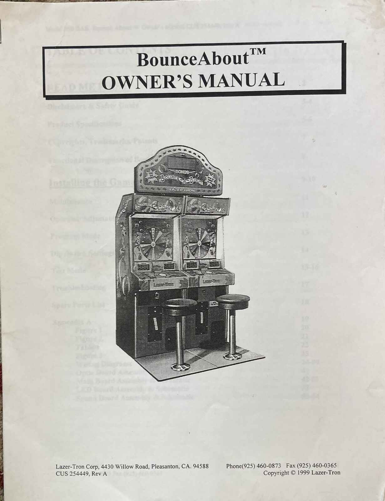 Bounce About Redemption Game Manual