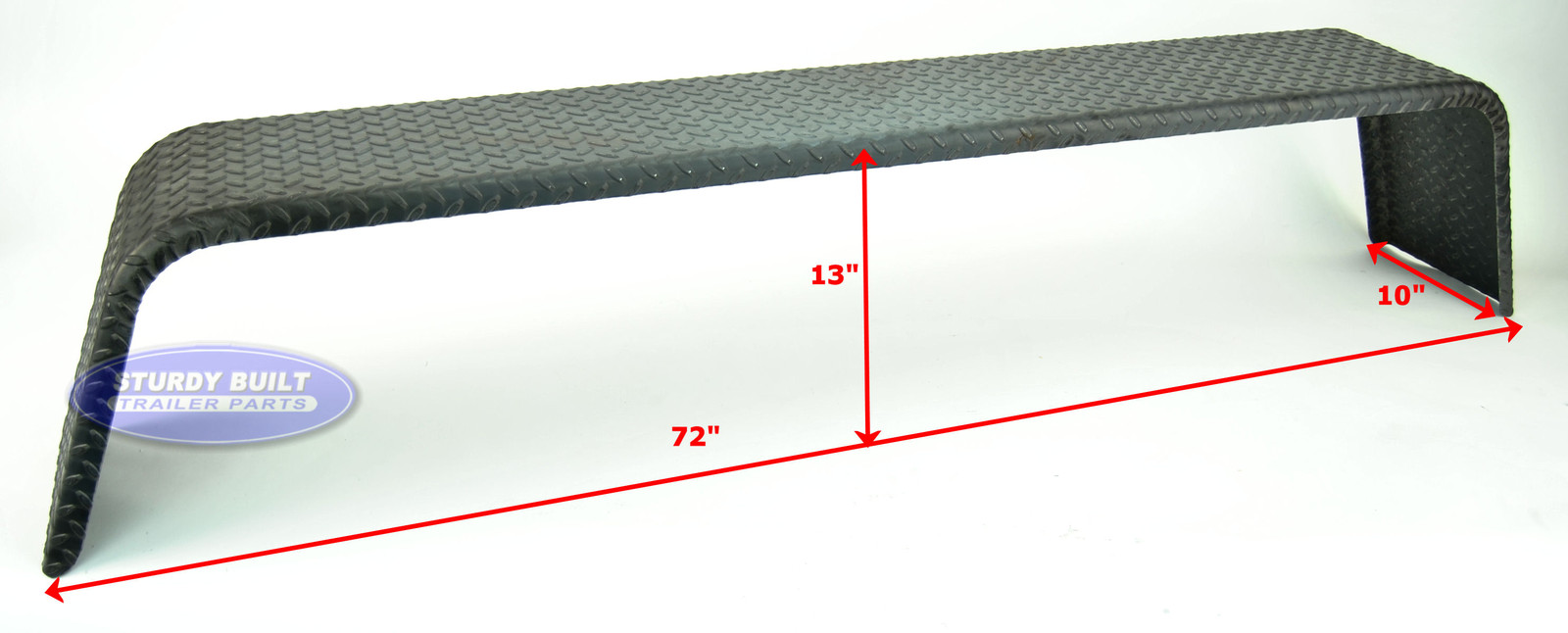 (2)- Steel 14 Gauge Diamond Tread Plate Tandem Axle Trailer Fenders 10"x72"x13"
