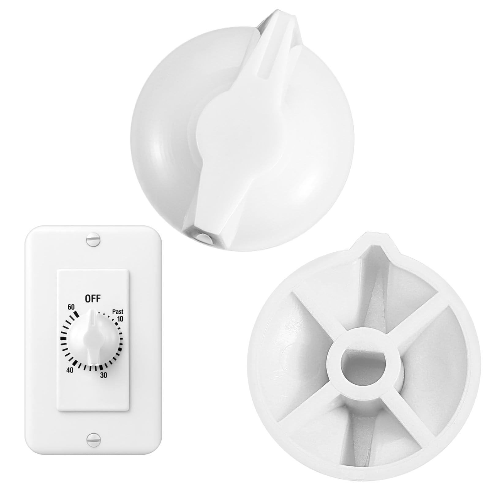 Ymapinc 2 Pack Timer Switch Knob Replacement for 1.1x0.98x0.47inch, White