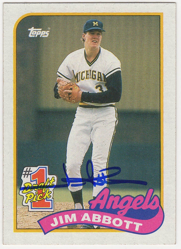 Jim Abbott Signed Angels 1989 Topps Rookie Baseball Trading Card #573 - (SS COA)
