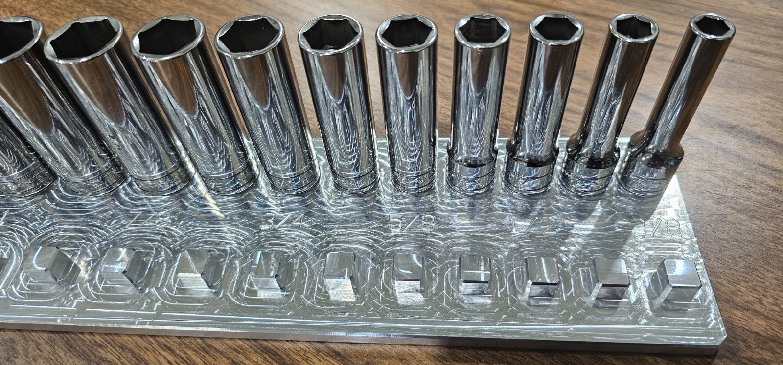 1/2 Drive Socket Organizer 2 Row 3/8" - 1-1/4" SAE - TOOLBOX BILLET