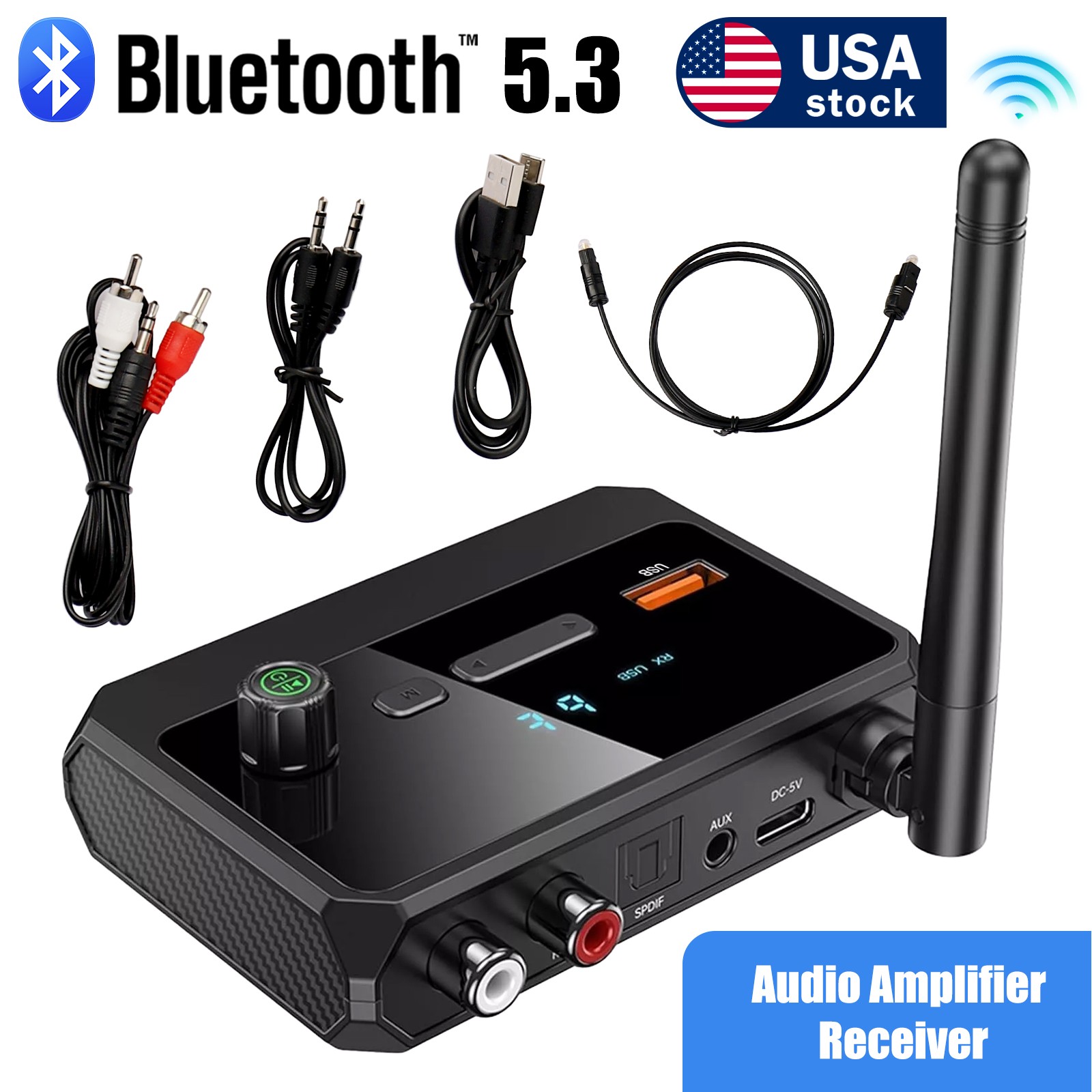 Wireless Bluetooth 5.3 Audio Receiver Optical USB Adapter for Home Stereo System
