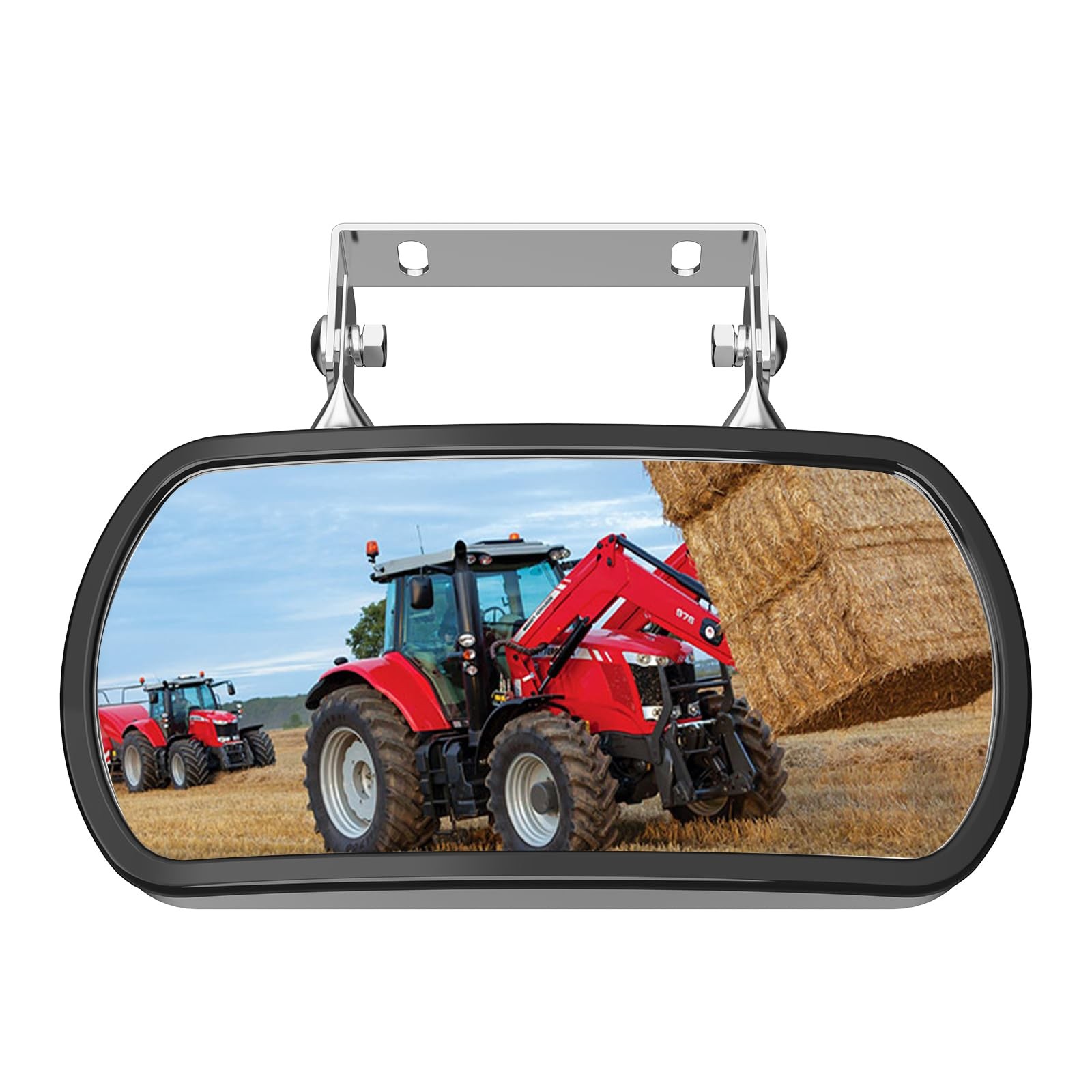 Lifronkit Tractor Mirror, Stainless Steel Rearview and Screw-on Red