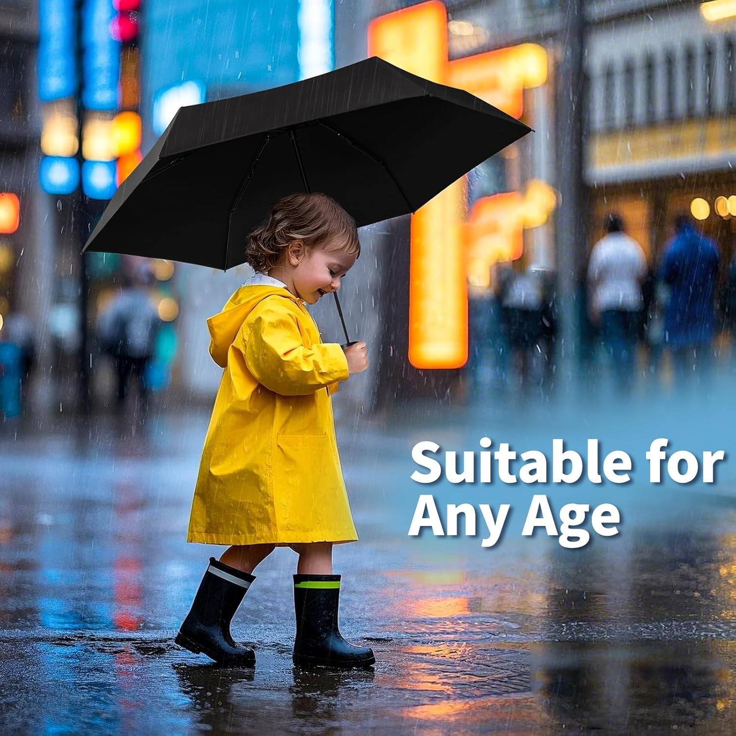 Yoobure Small Mini Umbrella with Case Light Compact Design Perfect for Black