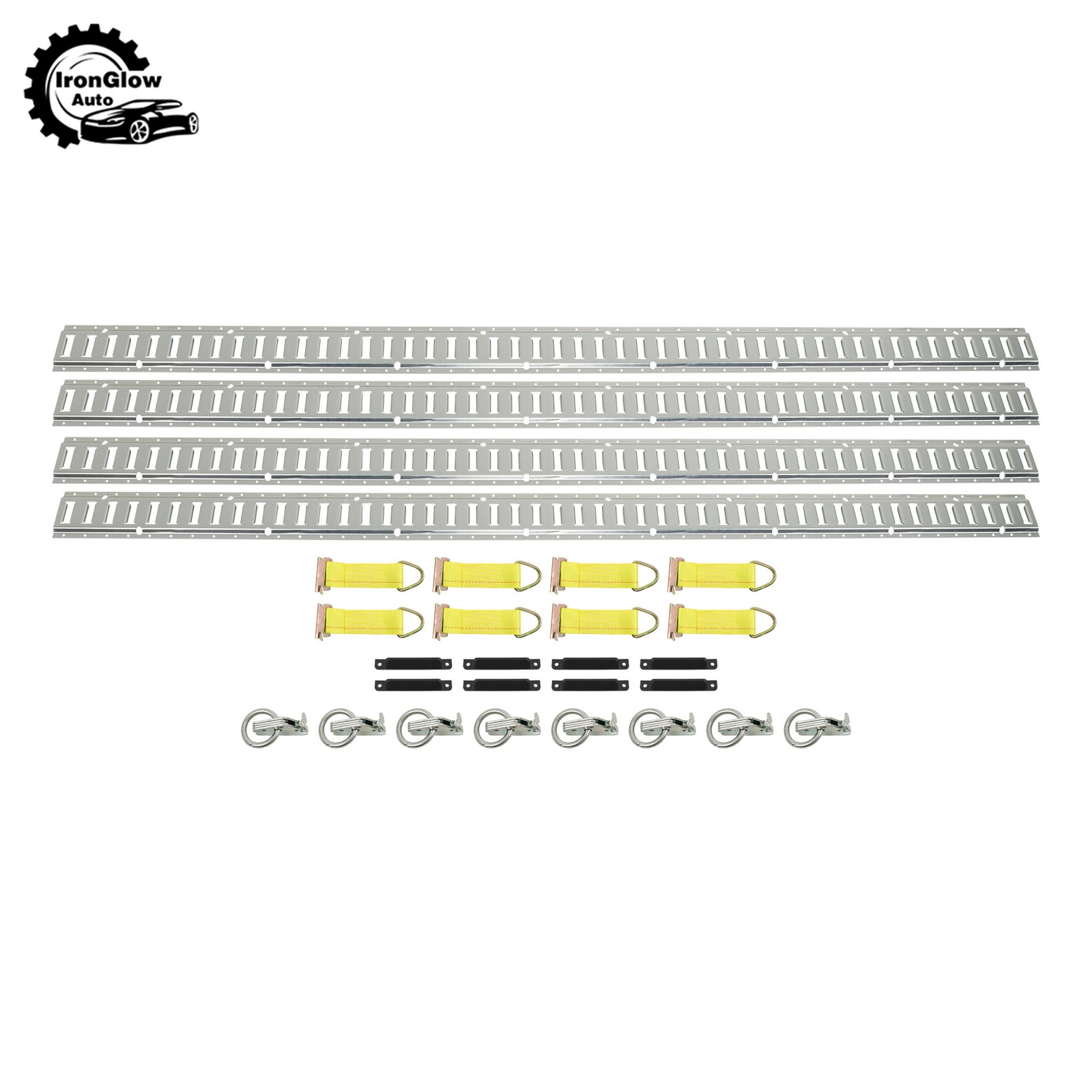 28 Piece 8' Galvanized E Track Rail Set Silver Finish For Large Cargo Trailers