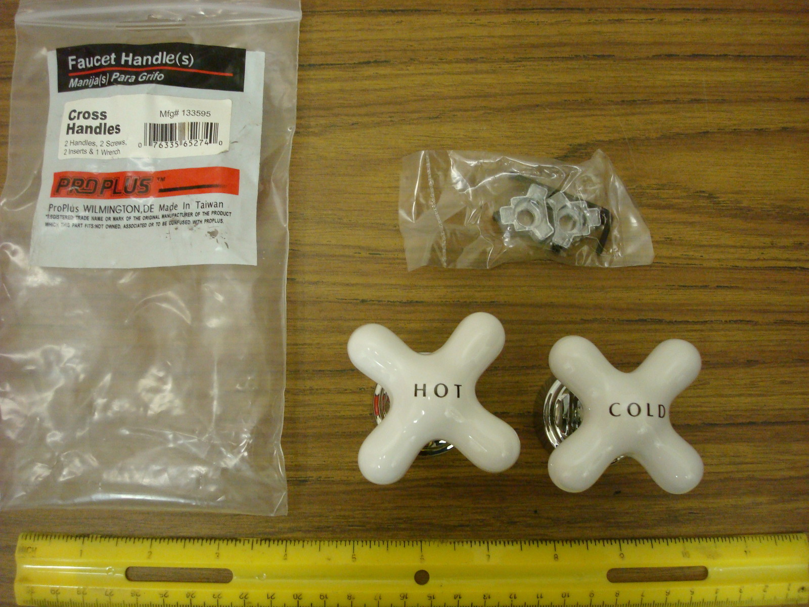 Pro Plus Faucet Handles Cross Handles 133595 (Porcelain) UPC# 076335652740 NOS #