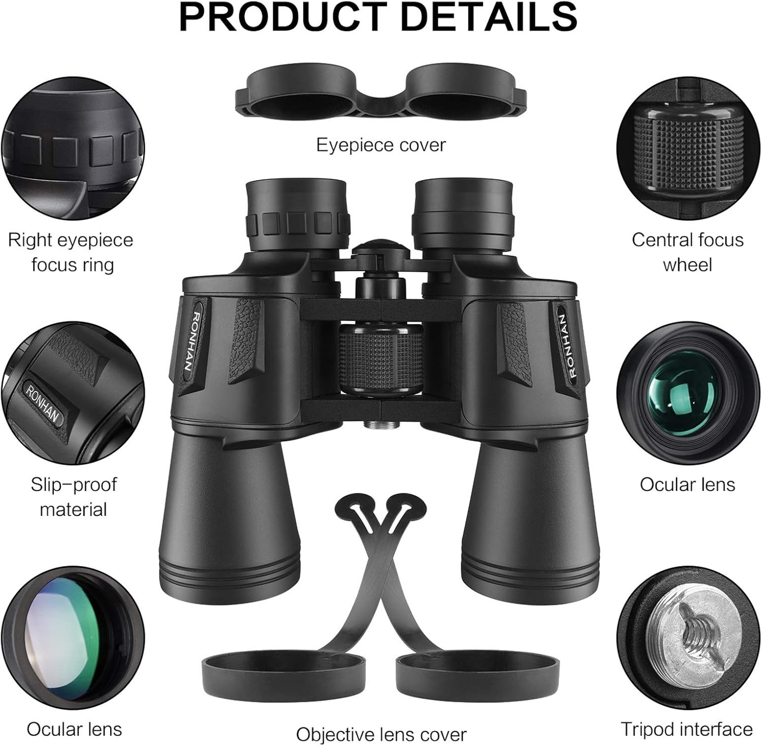 Versatile Waterproof 20x50 Binoculars with Shock-Resistant Grip & Carry Case