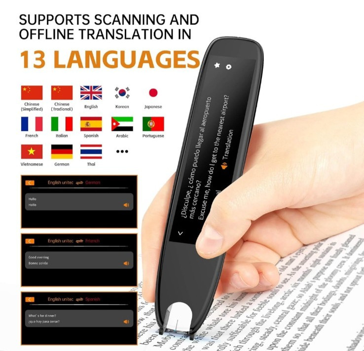 A26s Smart Voice Scan Translator Pen, Real Time Language Translator, Touchscreen