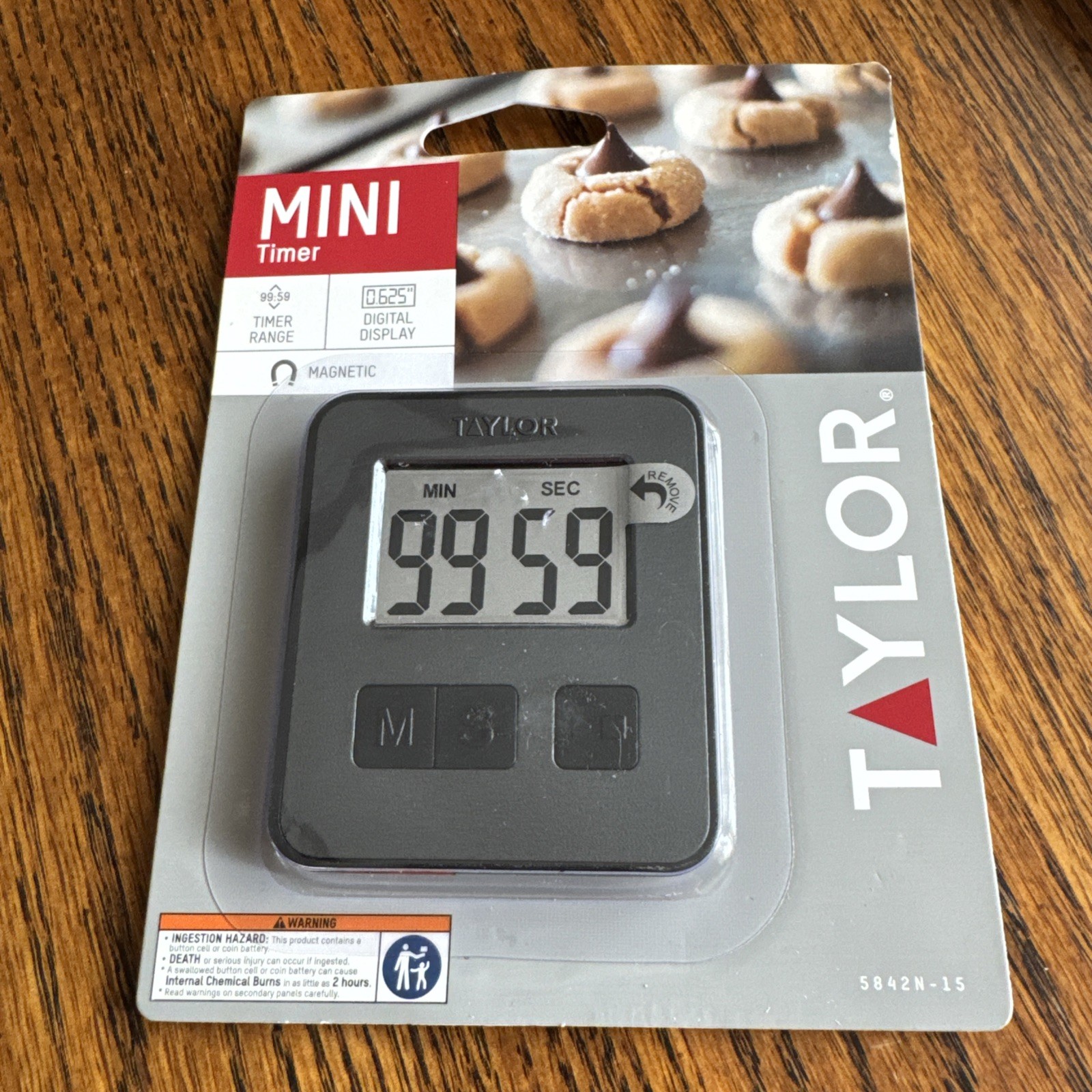 Taylor Precision Mini Magnetic Digital Kitchen Timer Gray