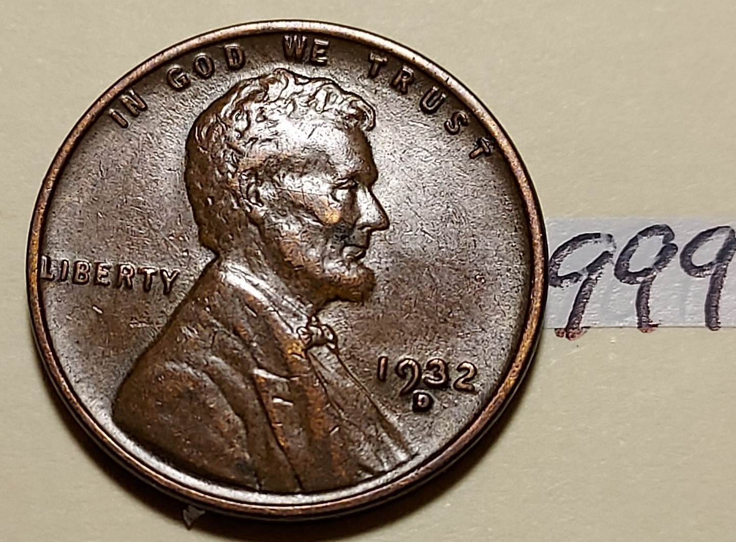 1932-D Lincoln Wheat Cent    EXTREMELY  FINE   #999