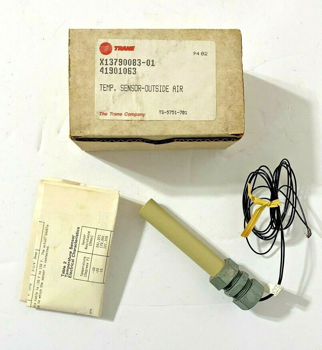 Trane 41901063 Electronic Outside Air Temperature Sensor X13790083-01 - NOS