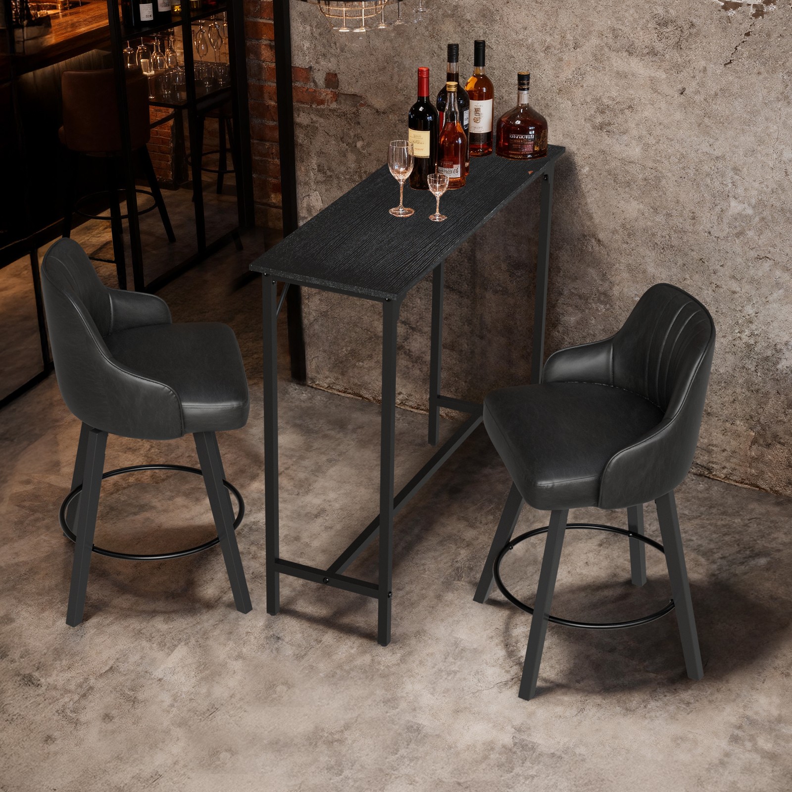 43"-71" Bar Table Sturdy Reinforced Frame and Easy-Clean Surface for Home Bar