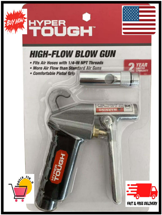 Hyper Tough HIGH-FLOW BLOW GUN w/ Venturi Nozzle FITS Air Hoses 1/4" NPT Threads