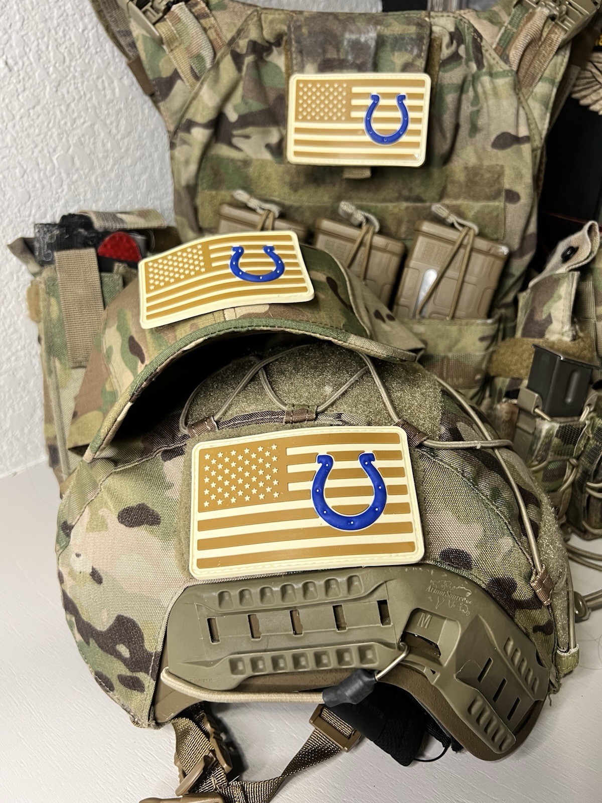 Military Combat American Flag Indianapolis Colts football PVC Patch W Vlcro
