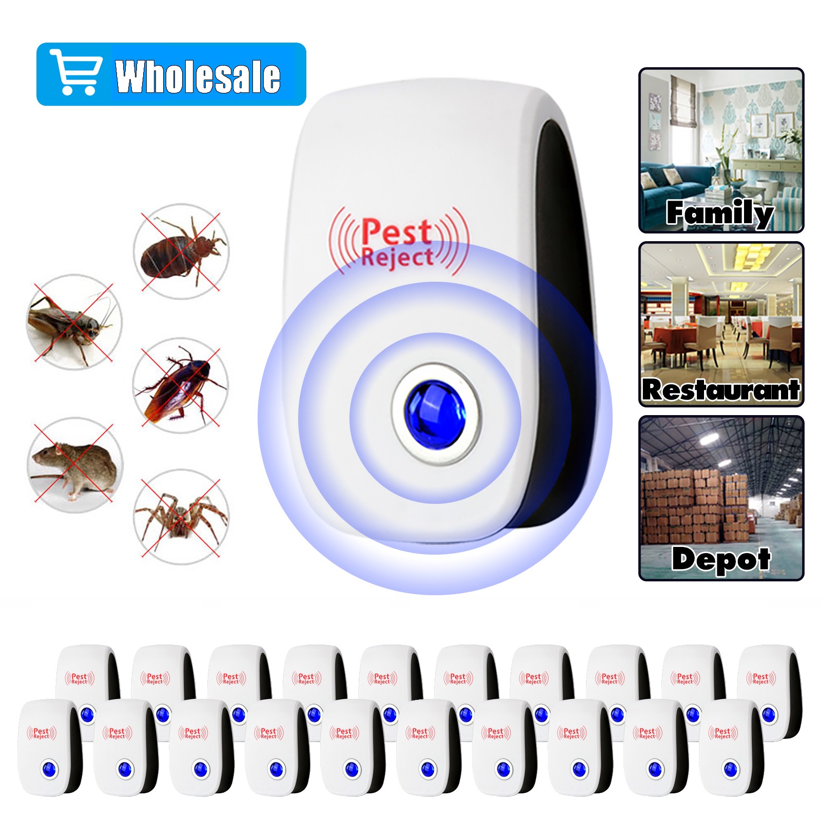 Lot of Ultrasonic Pest Repeller Control Electronic Repellent Mice Bug Rat Reject